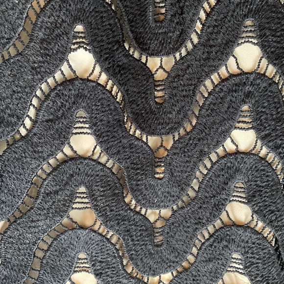 HYPR Black Lace & Cream Underlay Midi Circle Skirt, Women’s L, 96369 - Picture 8 of 16